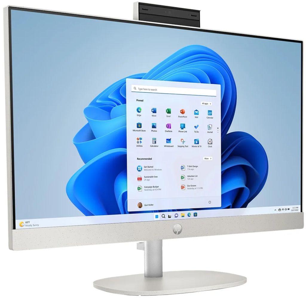 HP 24-cr0013w AIO Desktop PC 23.8" - Intel Core i3-N300 1.8GHz - 128GB - Shell White - 8GB RAM - 23.8 Inch