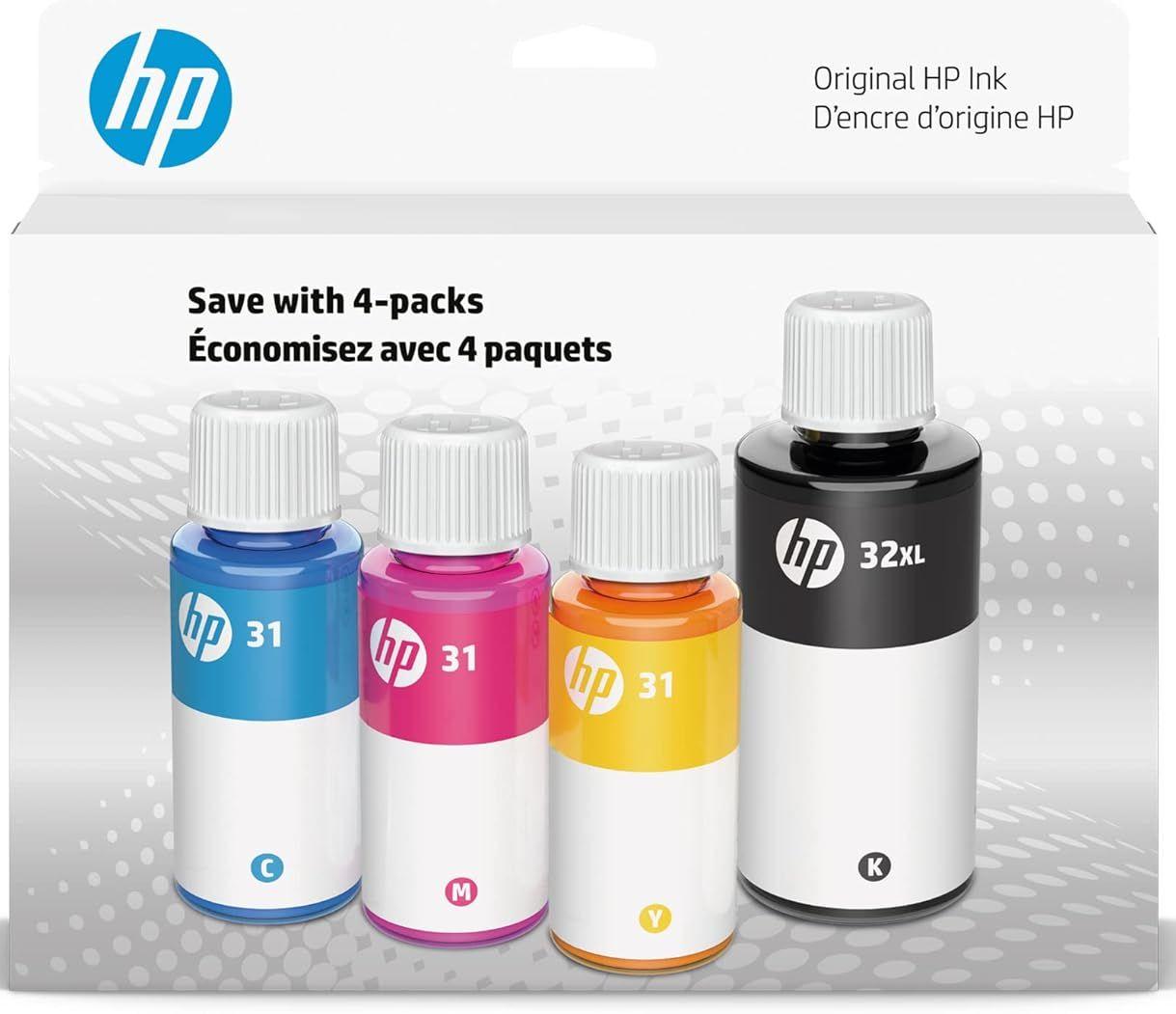 HP  31 CMY/32XL Blk Bottled Ink Cartridge (4pack) - Yellow/Cyan/Black/Magenta - Excellent
