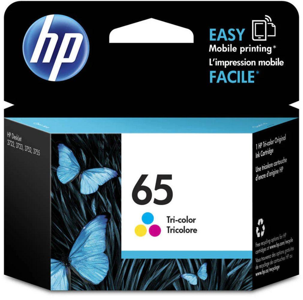 HP  65 Tri-color Original Ink Cartridge (N9K01AN#140) - Tri-Color - Brand New