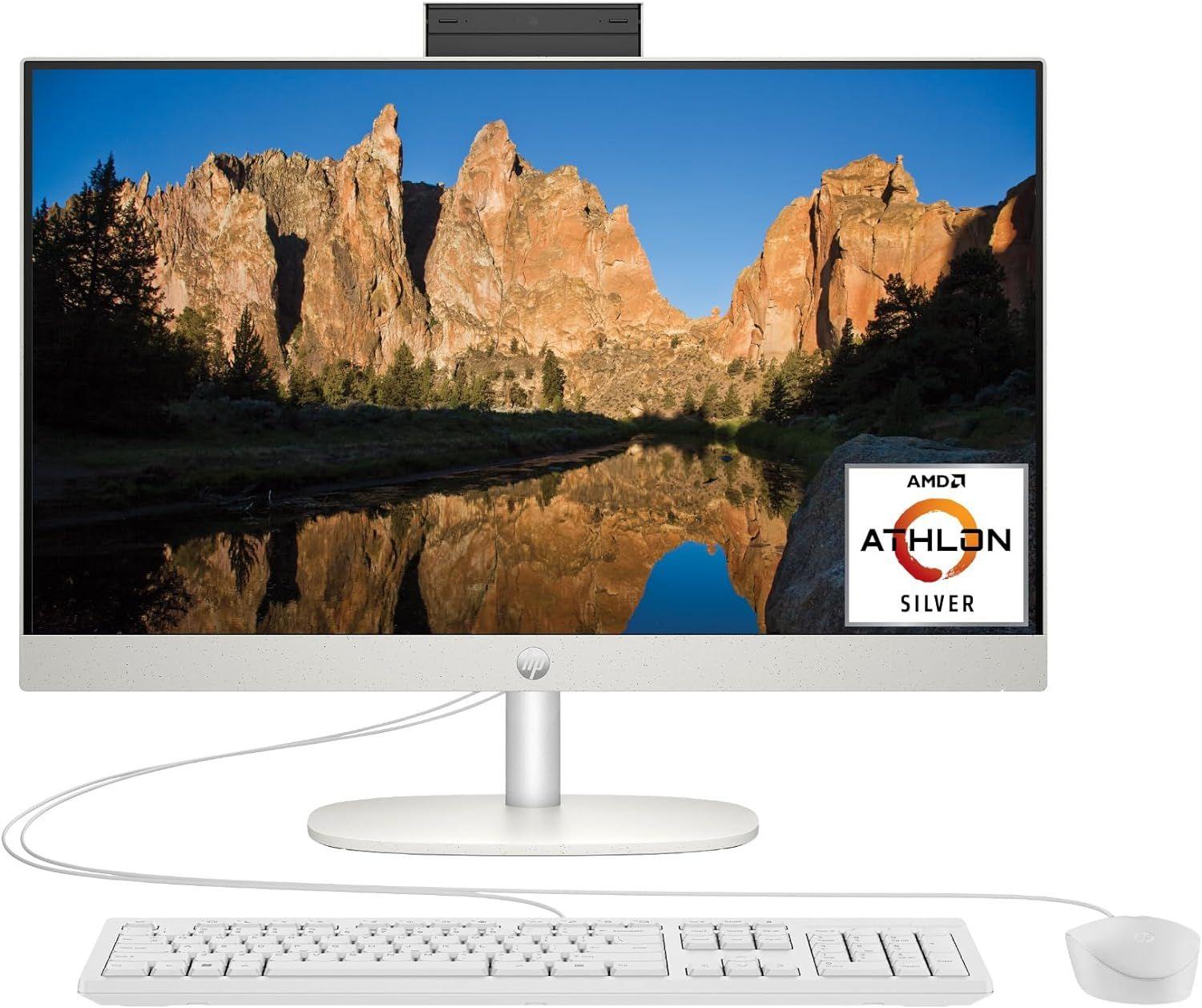 HP  All-in-One 24-cr0010 Desktop PC 24" - AMD Athlon Silver 7120U 2.4GHz - 256GB - White - 8GB RAM - 23.8 Inch - Excellent