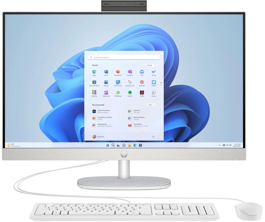 HP  All-in-One 27-cr0000t AIO Desktop 27" - Intel Core i3-1315U 1.2GHz - 256GB - Shadow White - 8GB RAM - 27 Inch - Excellent
