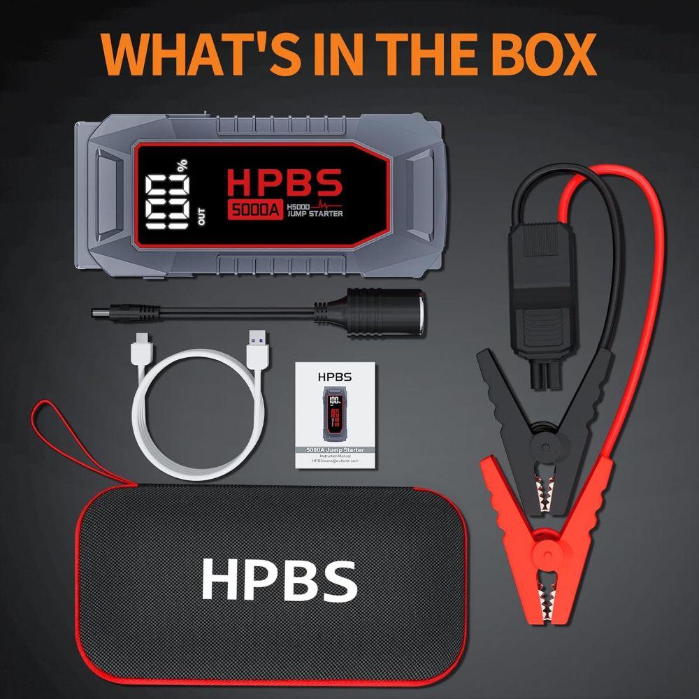 HPBS H5000 5000mAh 2-Port Power Bank Car Jump Starter - Gray