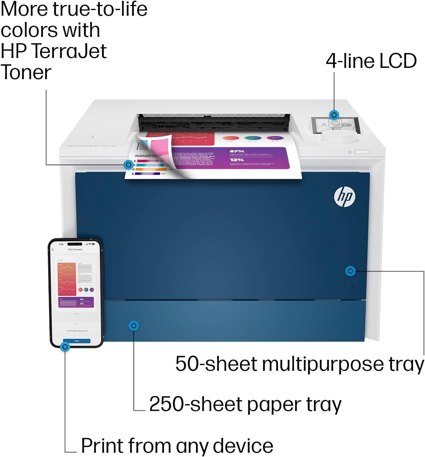 HP Color LaserJet Pro 4201dn Printer - Blue