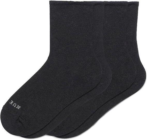 HUE  Wool Blend Women Crew Socks (44661) - Black/Grey - Brand New