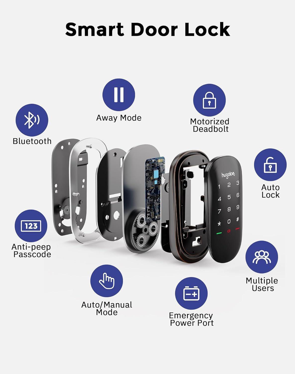 Hugolog HU04 Keyless Smart Lock with Touchscreen - Black