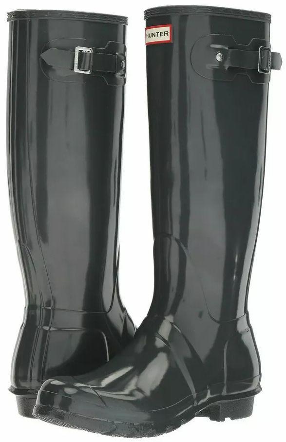 Hunter  Women's Original Tall Gloss Rain Boots 9 - Dark Slate - Brand New