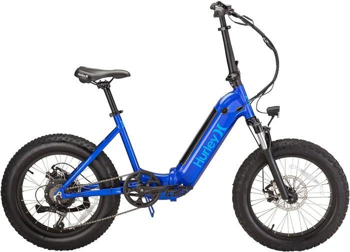 Hurley Bikes Stowaway Multi-Speed Folding E-Bike - Blue