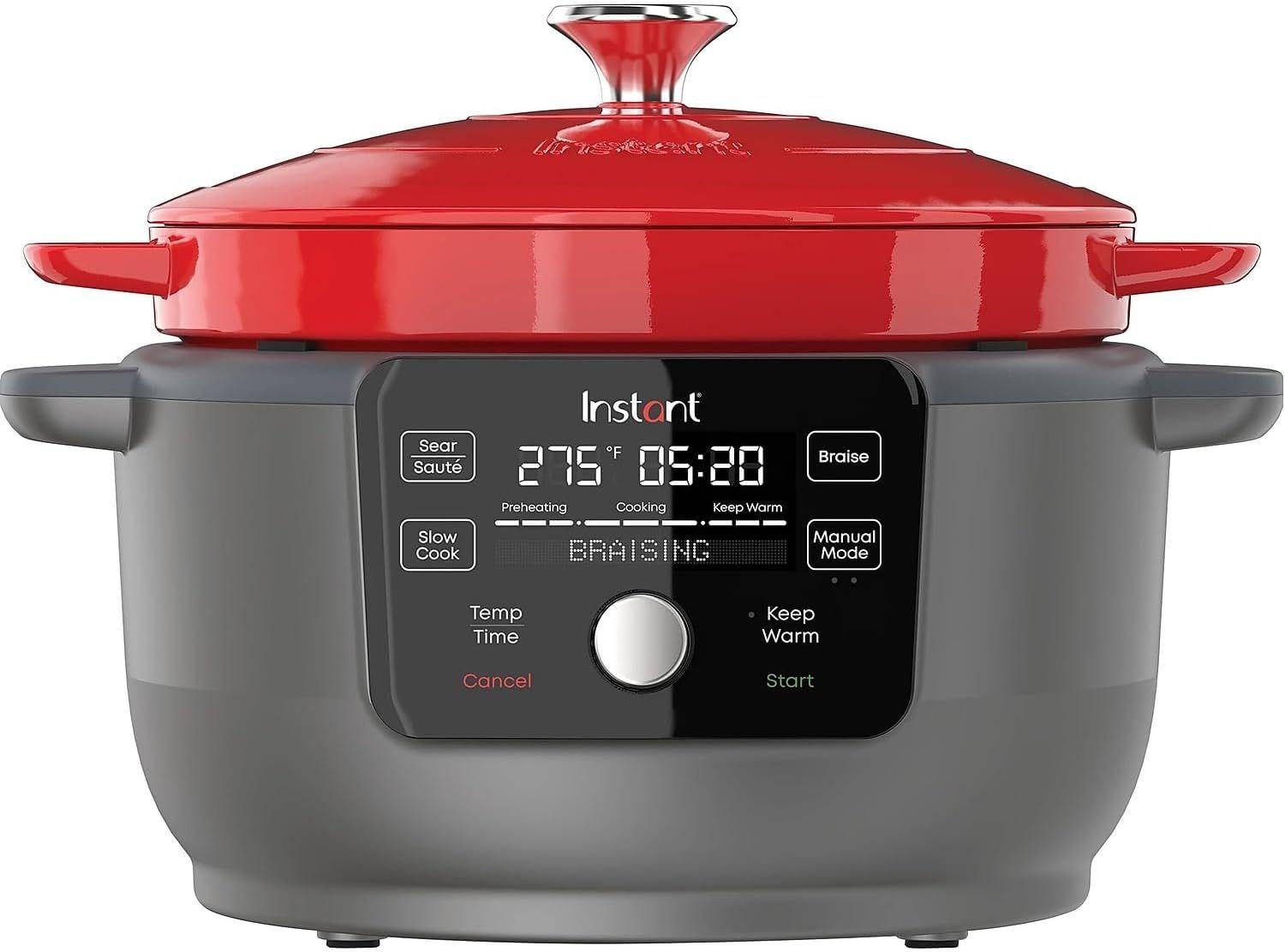 Instant  6-Quart 1500W Electric Round Dutch Oven - Red - Excellent