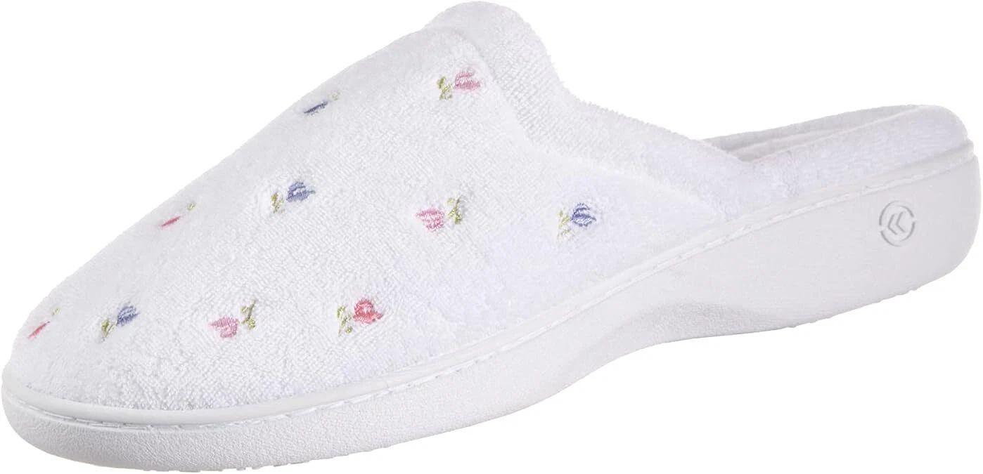 Isotoner  Bedroom Slip-On with Enhanced Heel Cushion - White - 6 - New With Tags
