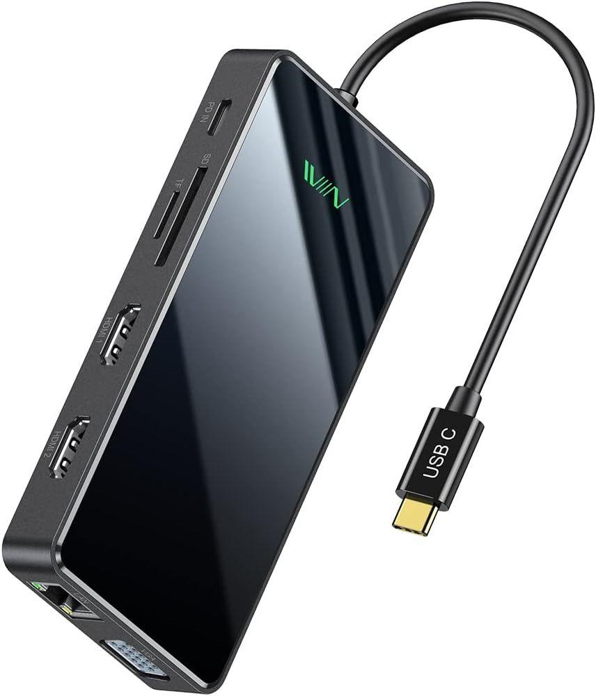 IVIIN  Quadruple Display Laptop Docking Station - Black - Excellent