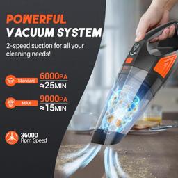 Jeshow SL81B Handheld Vacuum Cordless Car Vacuum - Orange/Black
