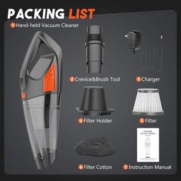 Jeshow SL81B Handheld Vacuum Cordless Car Vacuum - Orange/Black