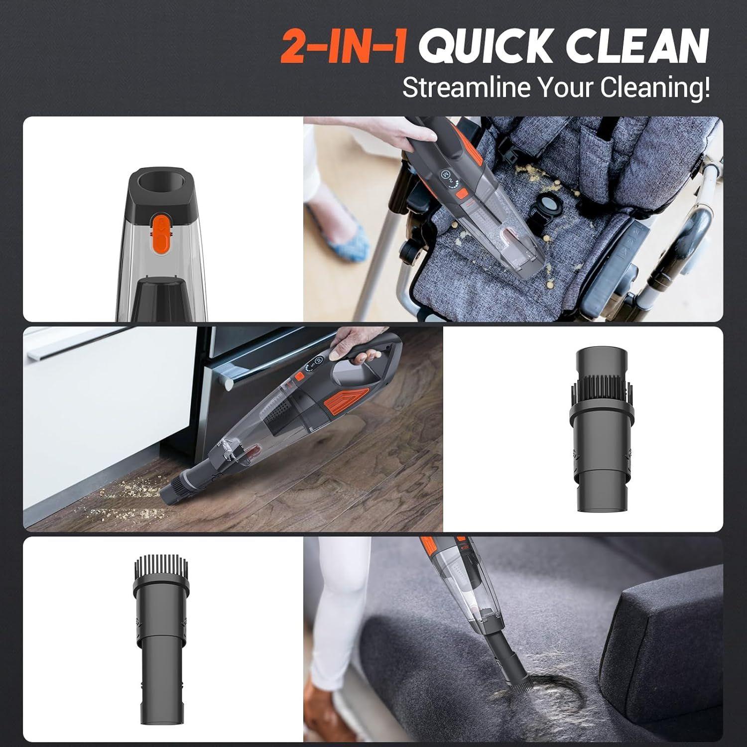 Jeshow SL81B Handheld Vacuum Cordless Car Vacuum - Orange/Black