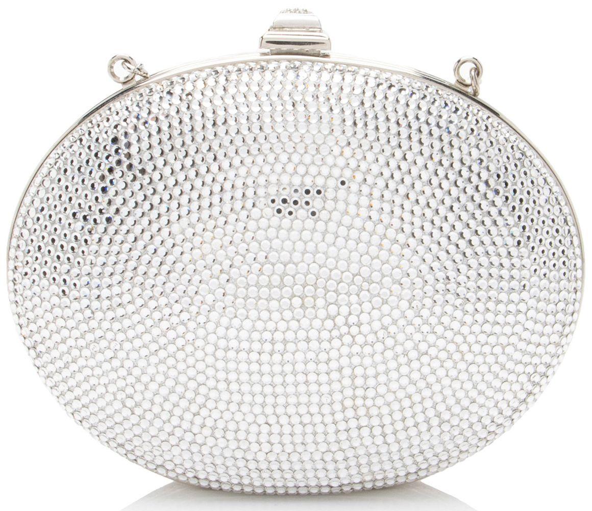 Judith Leiber Crystal Round Minaudiere - Crystal - Silver