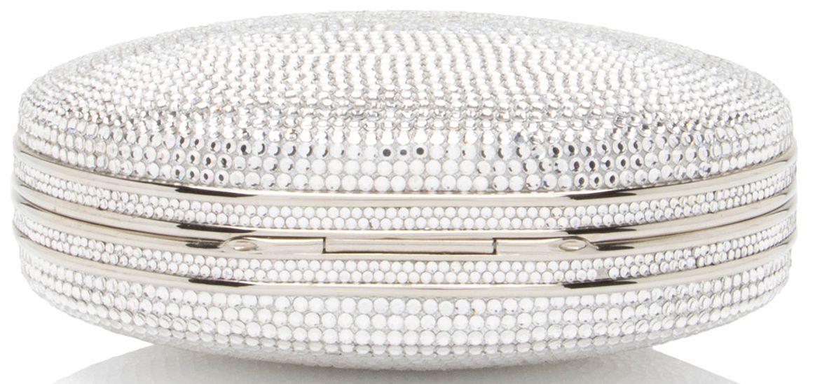 Judith Leiber Crystal Round Minaudiere - Crystal - Silver