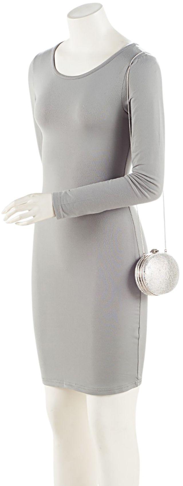 Judith Leiber Crystal Round Minaudiere - Crystal - Silver