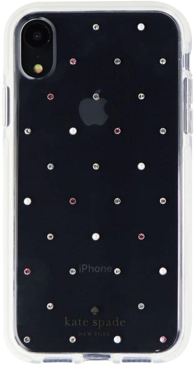Kate Spade Defensive Hardshell Case for iPhone XR - Clear / Pin Dot Gems