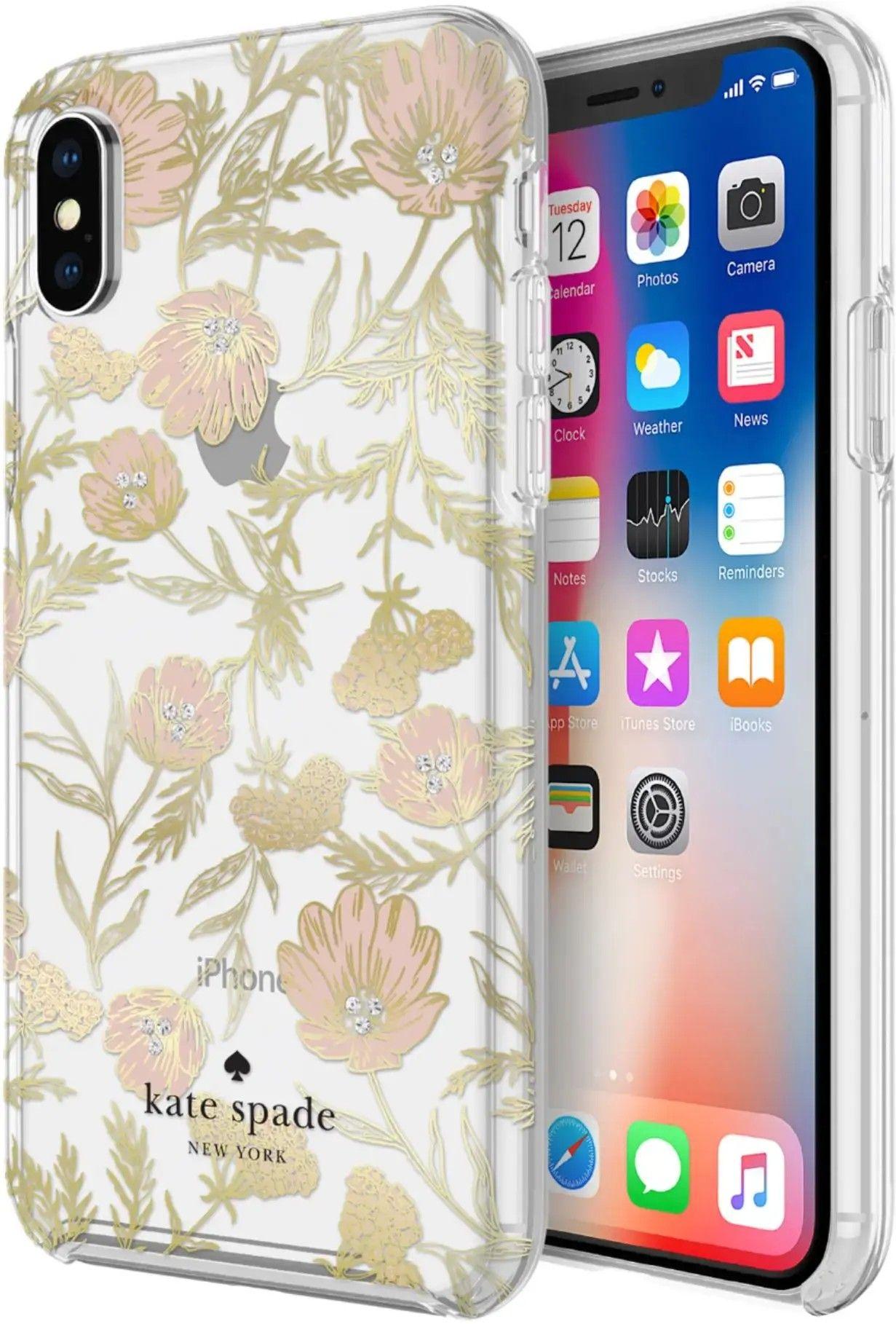 Kate Spade Defensive Hardshell Case for iPhone XR - Clear / Pink Blossoms / Gems