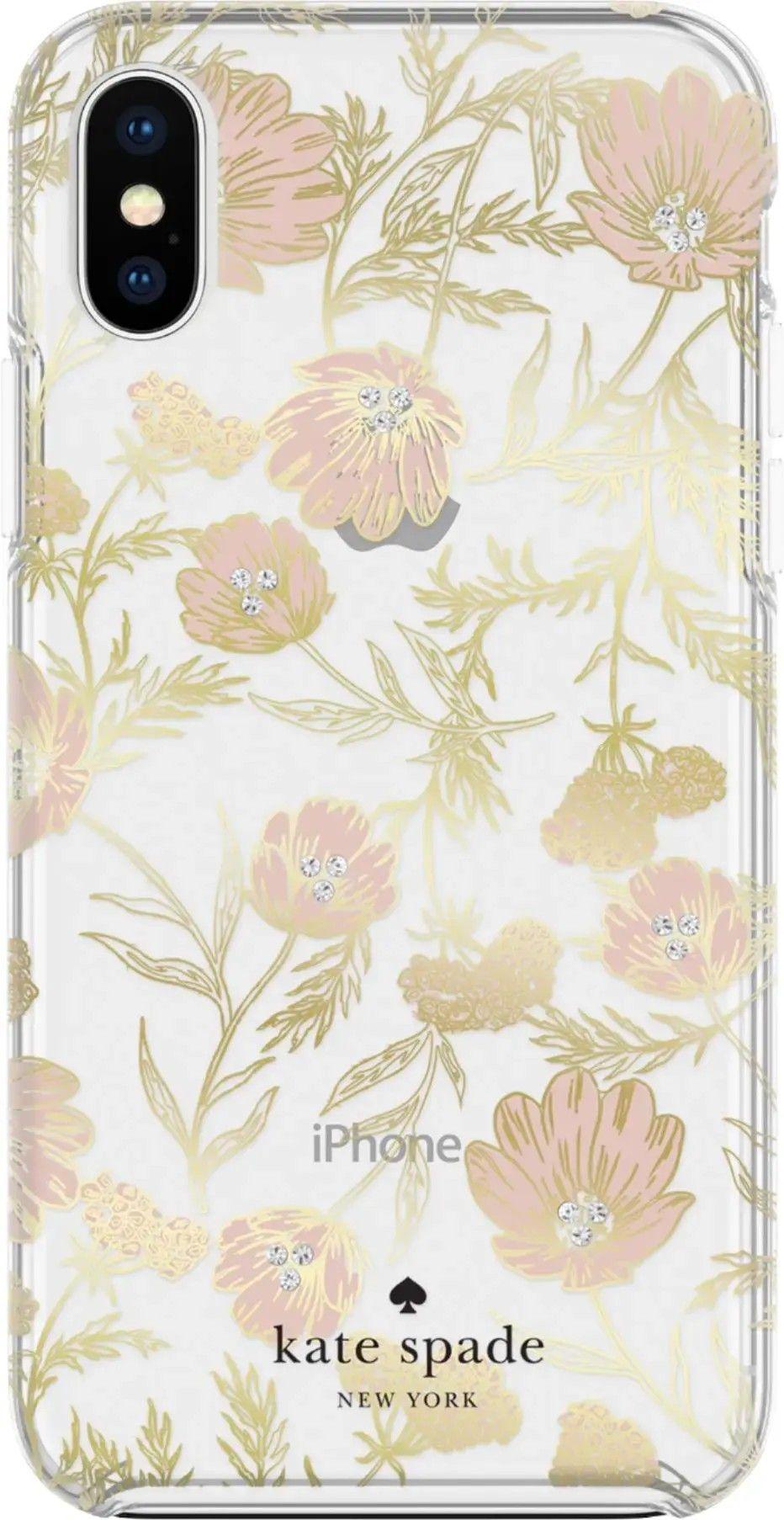 Kate Spade Defensive Hardshell Case for iPhone XR - Clear / Pink Blossoms / Gems