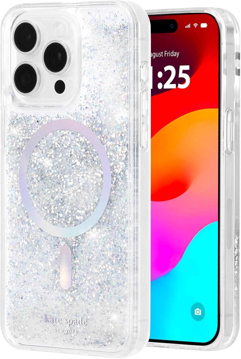 Kate Spade Phone Case with MagSafe for iPhone 15 Pro - Liquid Glitter Iridescent