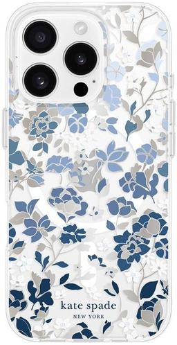 Kate Spade Phone Case with MagSafe for iPhone 16 Pro - Flowerbed Blue Gems