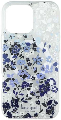 Kate Spade Phone Case with MagSafe for iPhone 16 Pro - Flowerbed Blue Gems