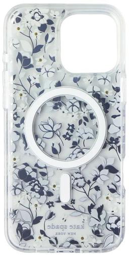 Kate Spade Phone Case with MagSafe for iPhone 16 Pro - Flowerbed Blue Gems