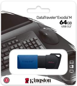 Kingston Data Traveler Exodia M USB Flash Drive 64GB - 64GB - Blue