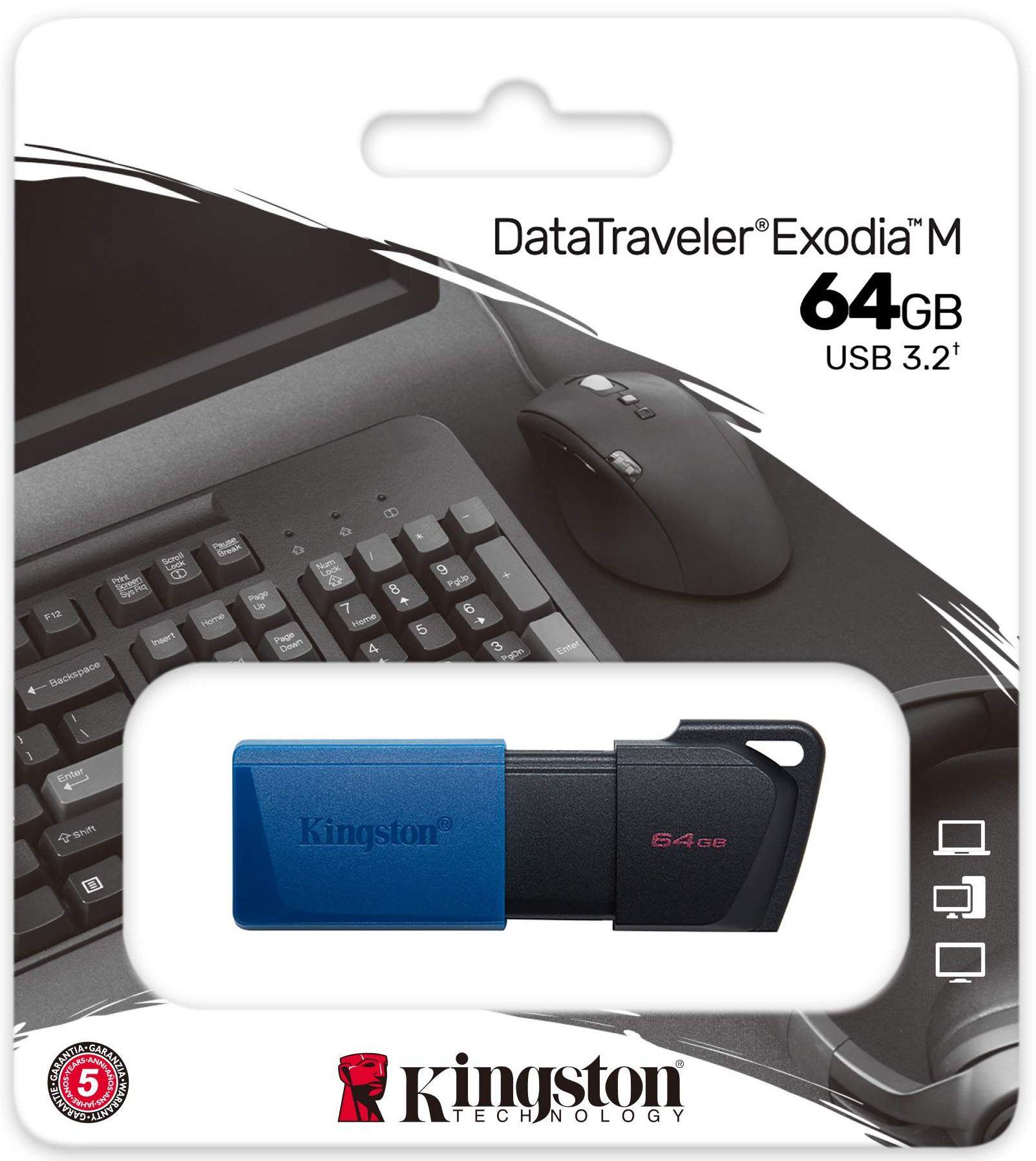 Kingston Data Traveler Exodia M USB Flash Drive 64GB - 64GB - Blue