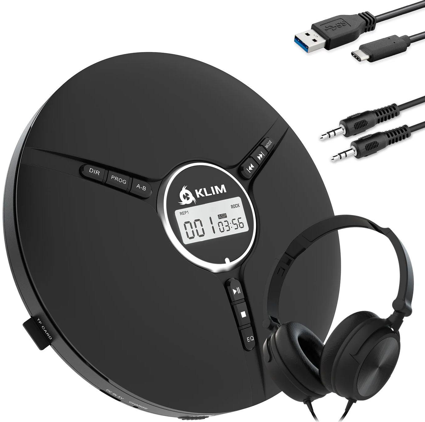 KLIM  Discman Portable CD Player with Headphones - Black - Excellent