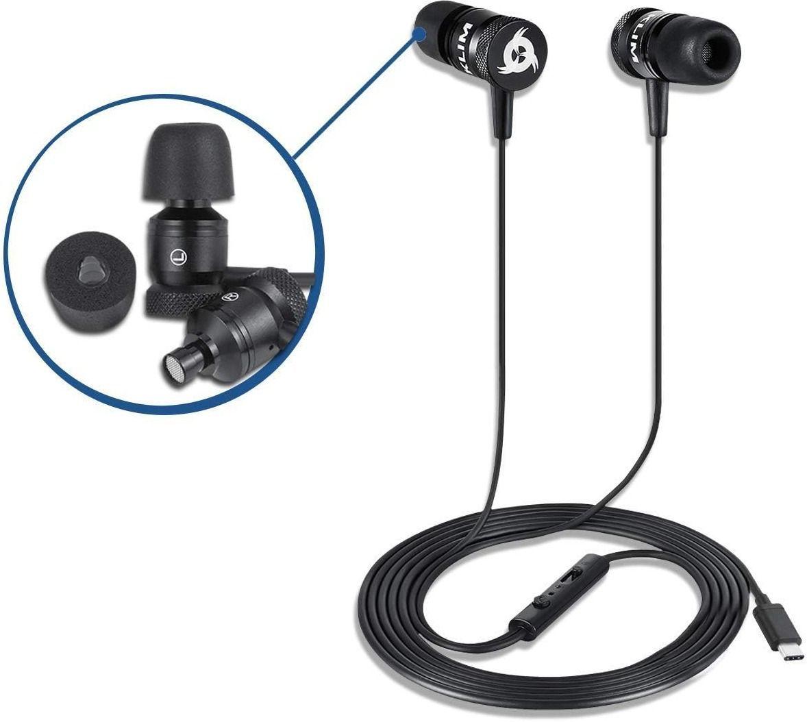 KLIM Fusion C USB-C Earbuds with Microphone - Black