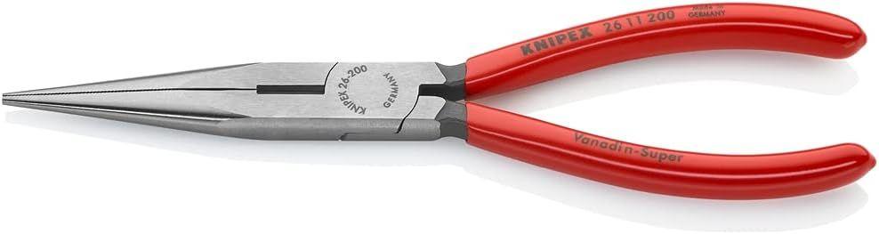 Knipex 26 11 200 8" Long Nose Pliers with Cutter - Silver/Red