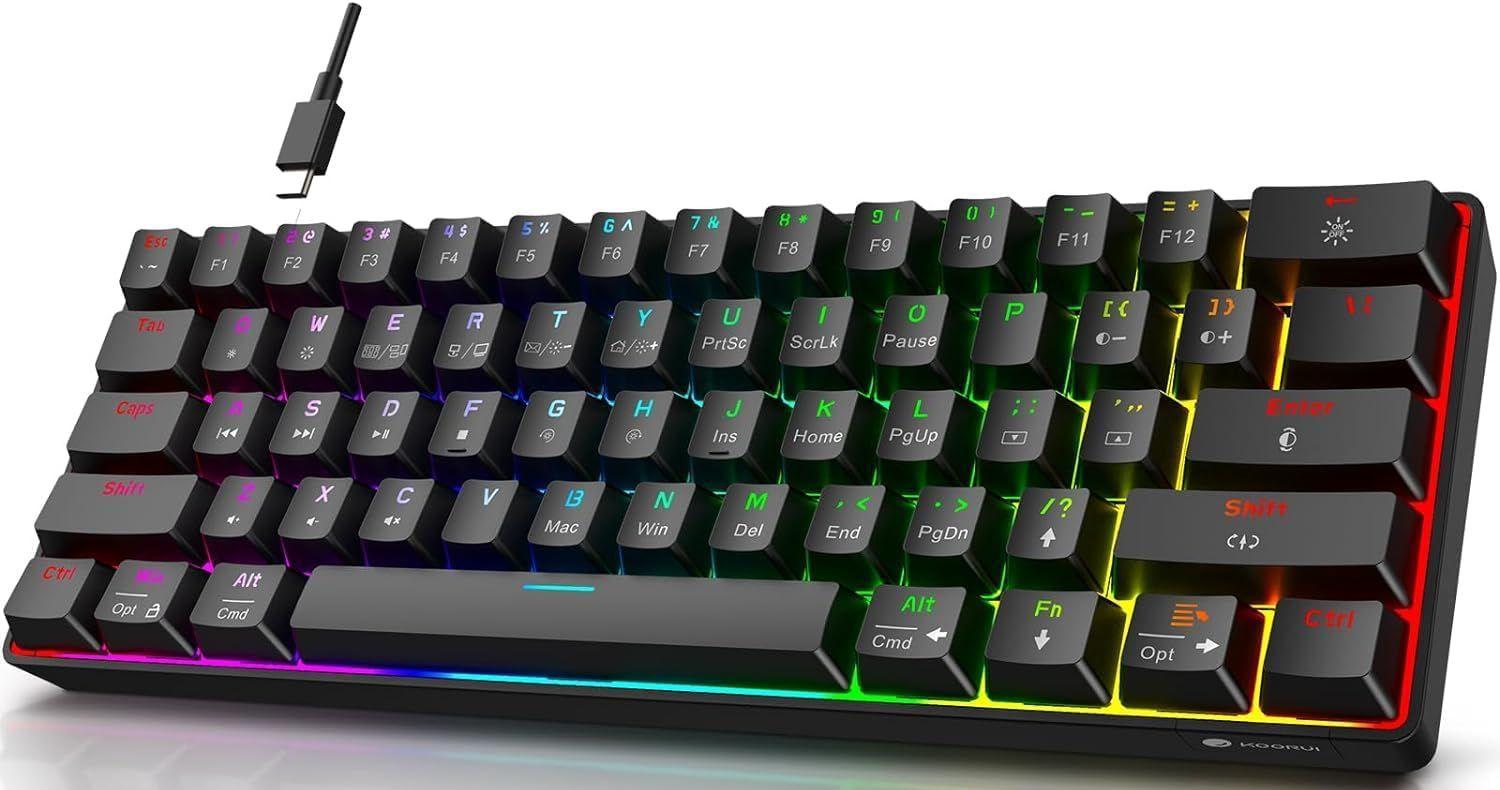 KOORUI  MK061 Mini Size 61 Keys Gaming Keyboard - Black - Excellent