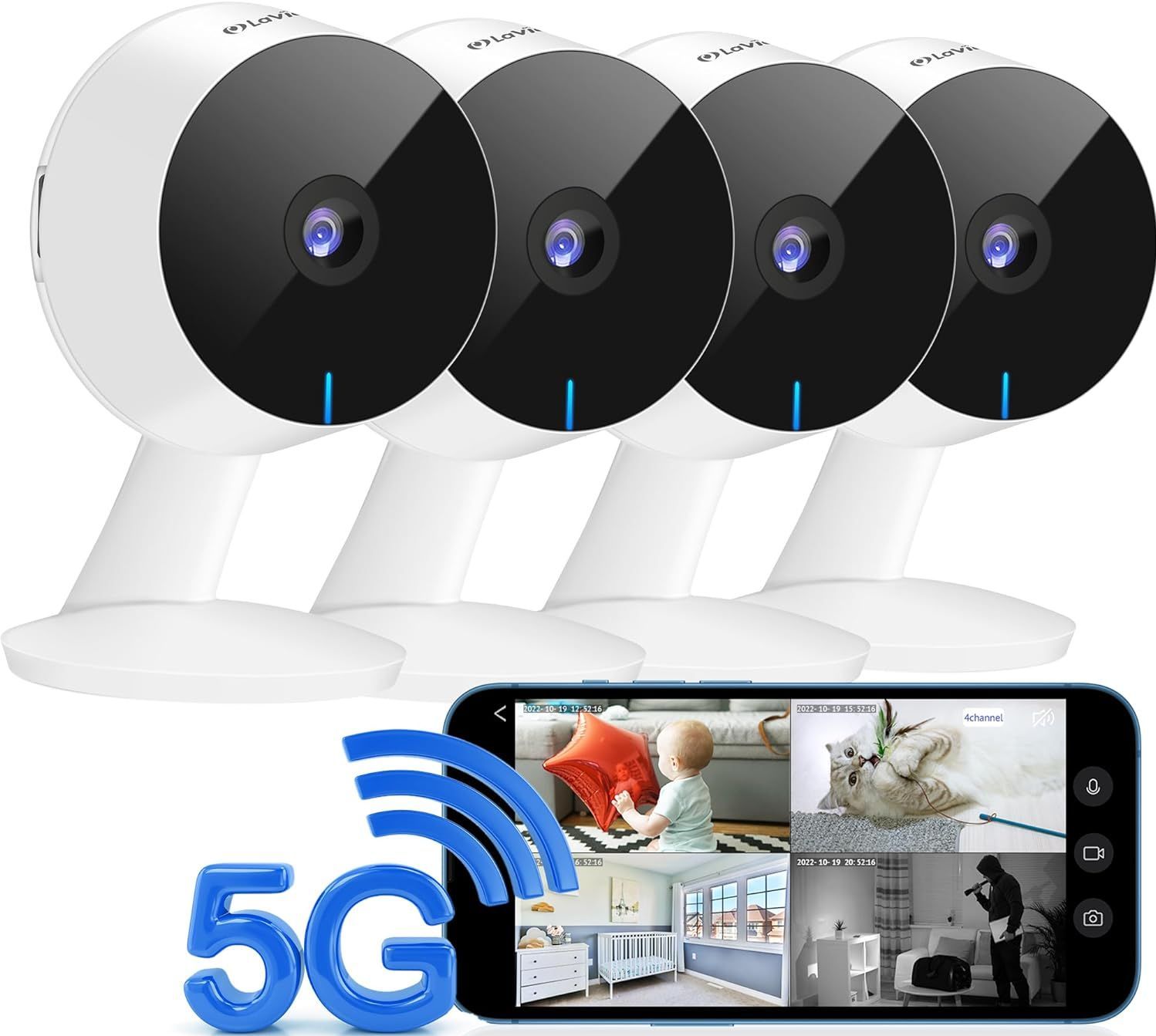 LaView Security Cameras Indoor LV-PWF1 (4Pack)