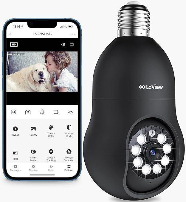 LaView  Wireless Bulb Security Camera 360° LV-PWL2 - Black - Excellent