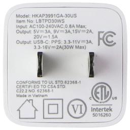 LBT Ultra Fast 30W Mini Wall Charger with USB-C Port - White