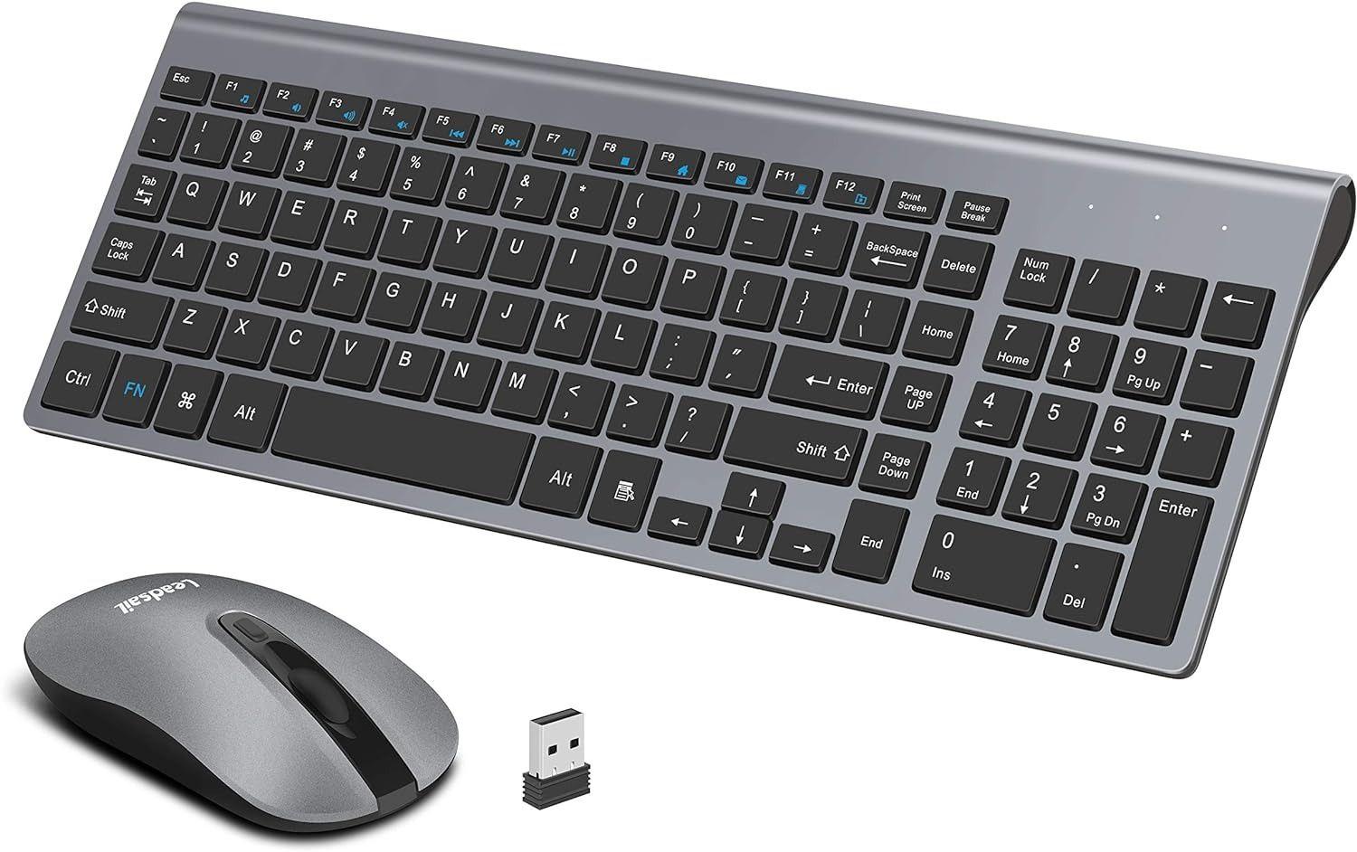 LeadsaiL  Wireless Keyboard and Mouse Combo - Grey - Excellent
