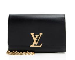 Louis Vuitton Calfskin Chain Louise GM Clutch - Calfskin - Black