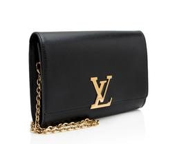 Louis Vuitton Calfskin Chain Louise GM Clutch - Calfskin - Black