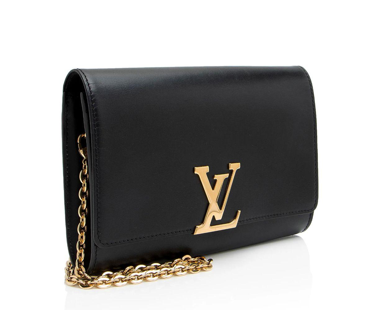 Louis Vuitton Calfskin Chain Louise GM Clutch - Calfskin - Black