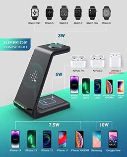 Lovis 3in1 Fast Charging Wireless Charging Station - Black