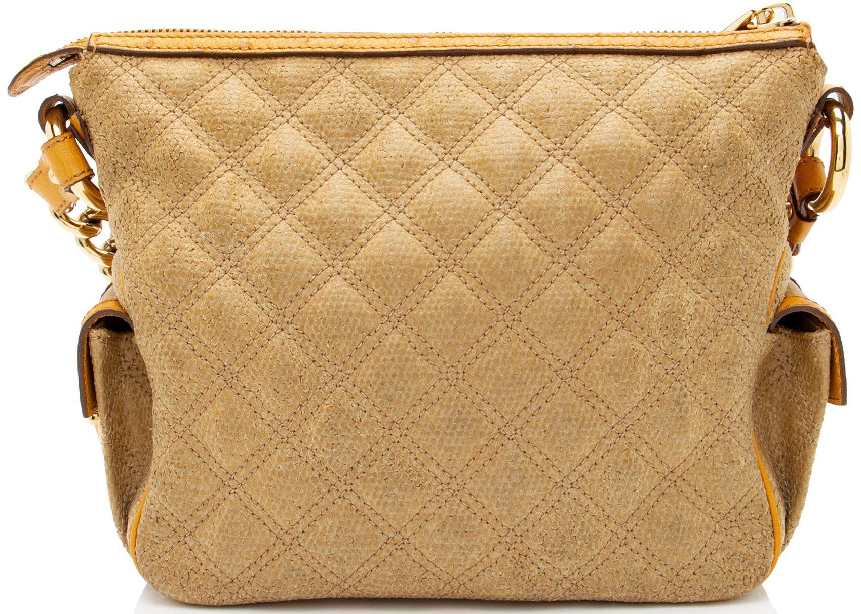 Marc Jacobs Coated Canvas Ostrich Stam Hobo - Leather - Brown/Yellow