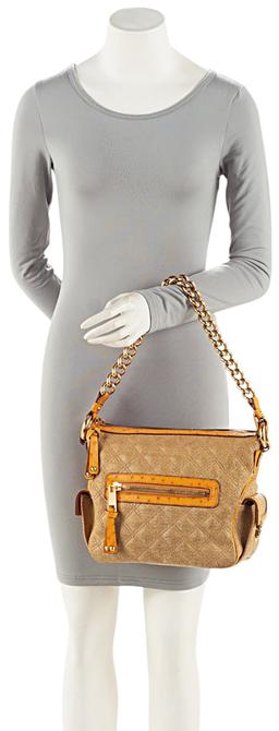 Marc Jacobs Coated Canvas Ostrich Stam Hobo - Leather - Brown/Yellow