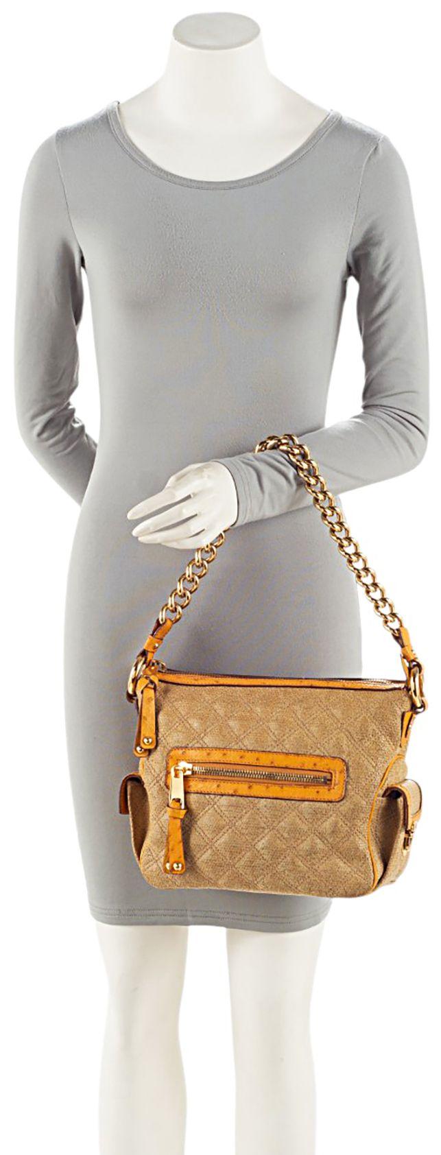 Marc Jacobs Coated Canvas Ostrich Stam Hobo - Leather - Brown/Yellow