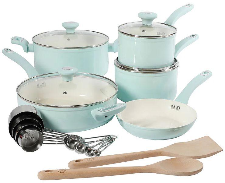 Martha Stewart  19-Pc. Non-Stick Cookware Set - Martha Blue - Excellent