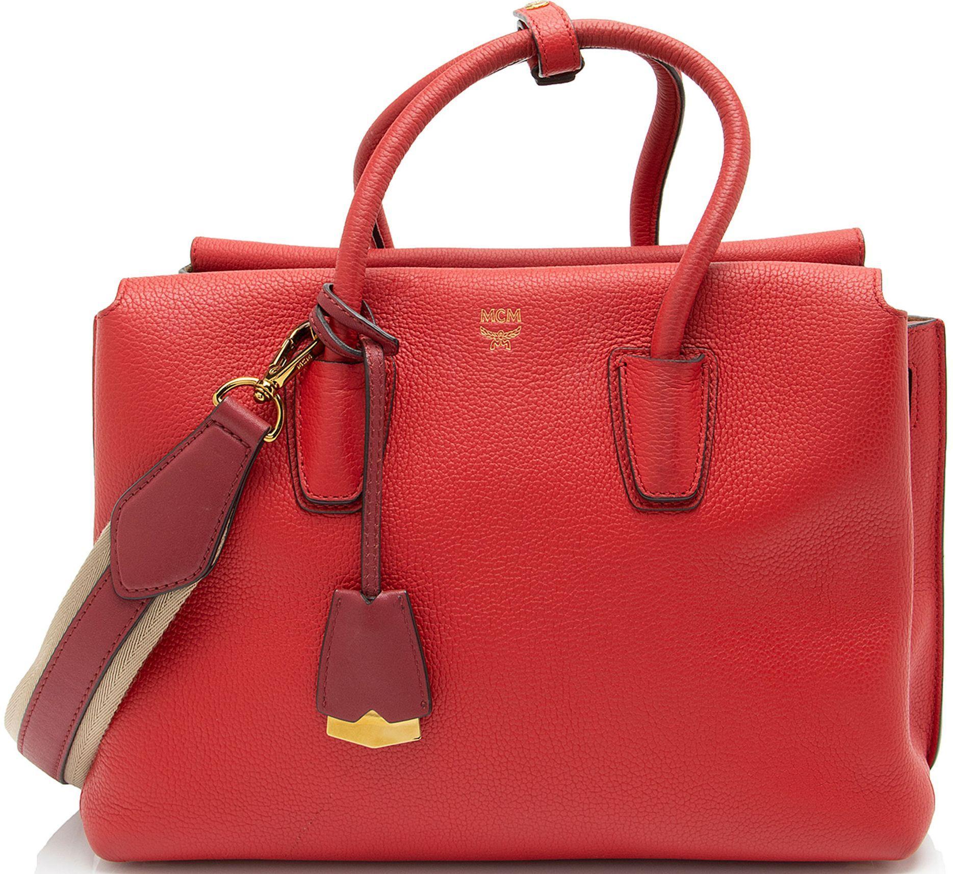 MCM  Leather Milla Medium Tote - Red - Leather - Excellent
