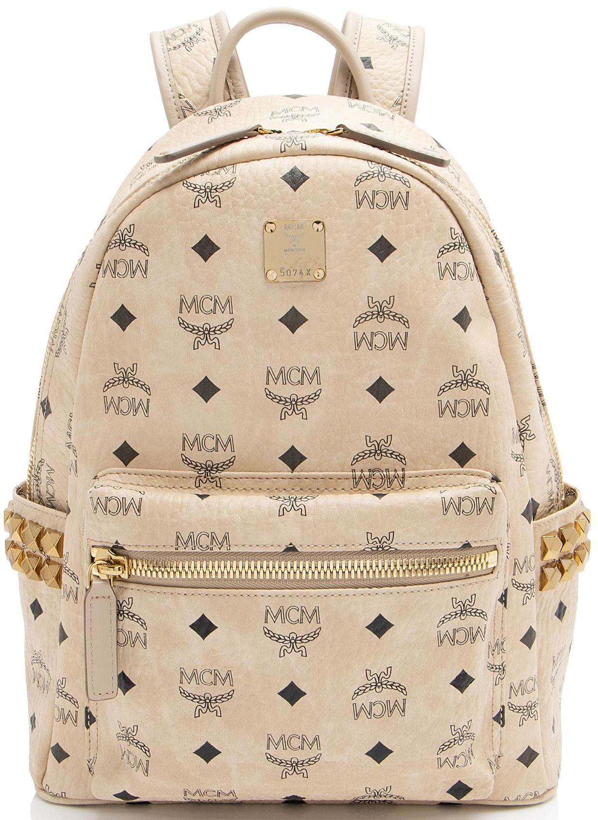 MCM  Visetos Side Studs Stark Small Backpack - Beige - Coated Canvas - Excellent