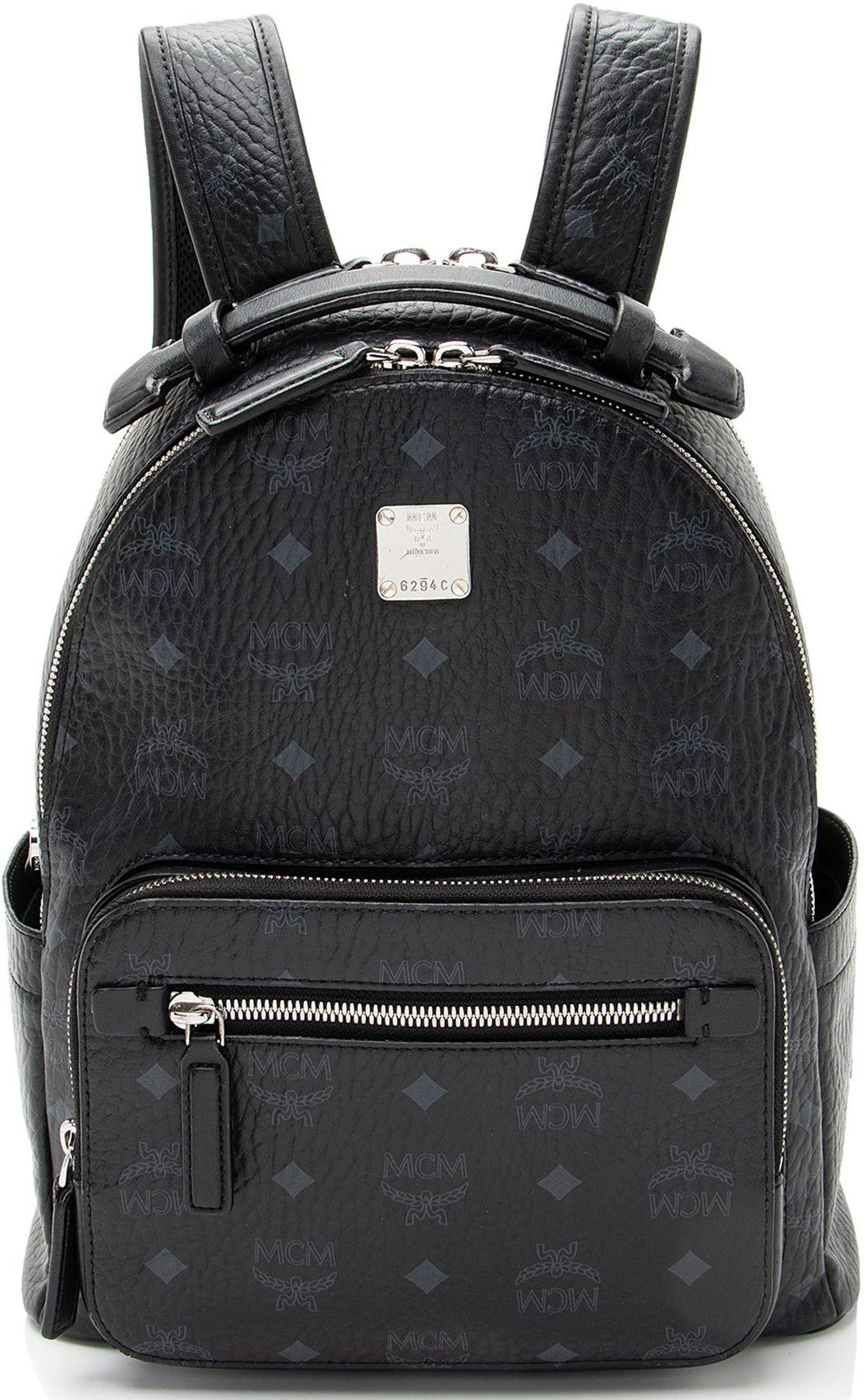 MCM  Visetos Stark Small Backpack - Black/Grey - Coated Canvas - Excellent