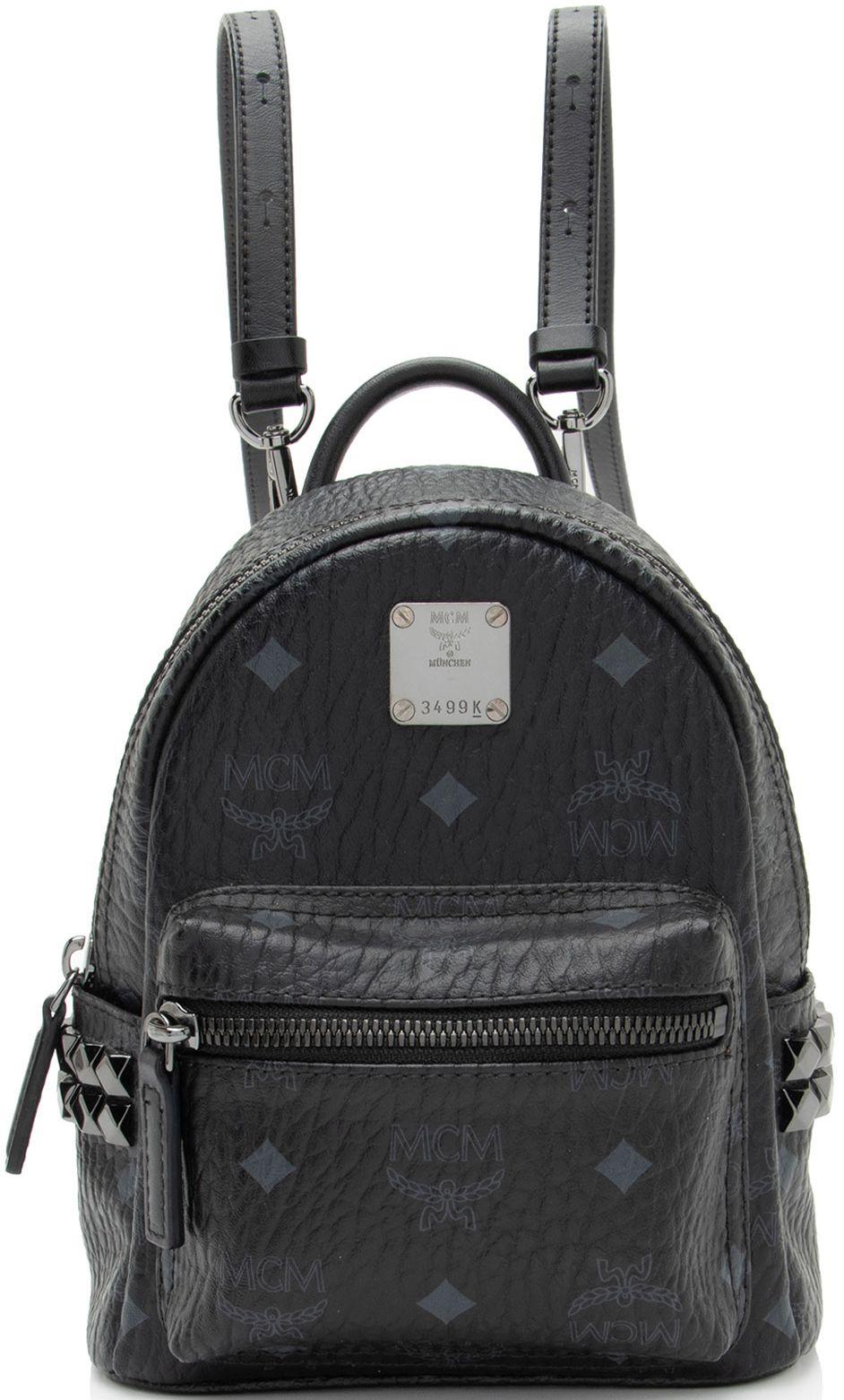 MCM  Visetos Studded Stark Baby Backpack - Black - Coated Canvas - Excellent