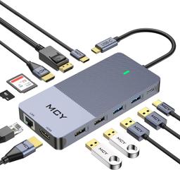 MCY USB-C 12 Ports Multifunctional Converter - Grey